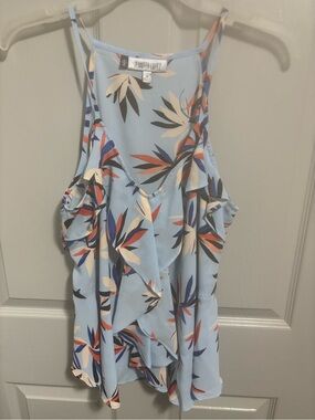 Jennifer Lopez Powder Blue Floral Print Blouse
